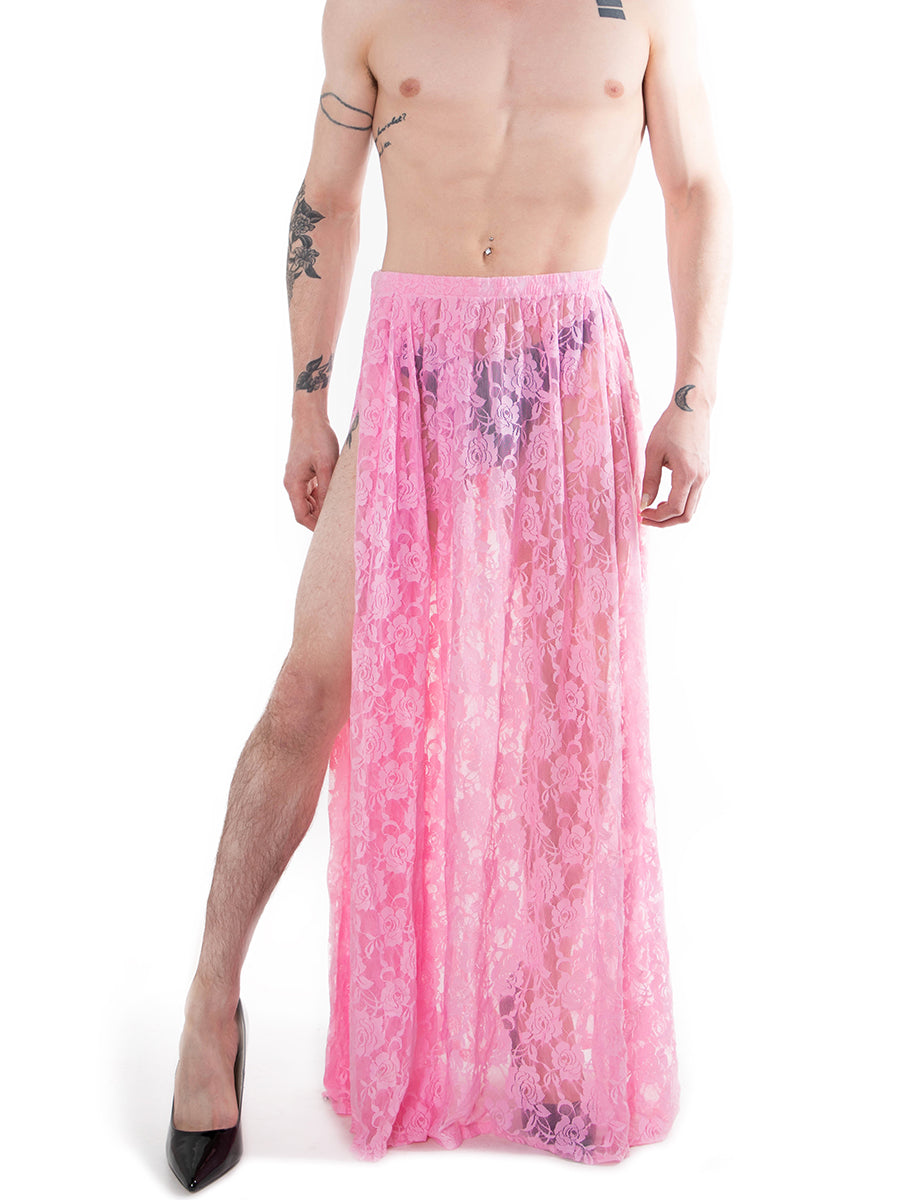 men's pink lace maxi skirt - XDress