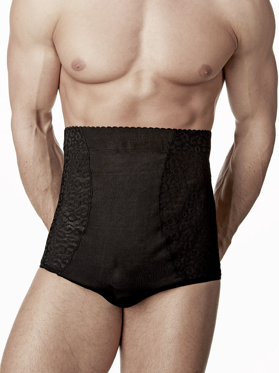 Men's black lace tight girdle butt lifter