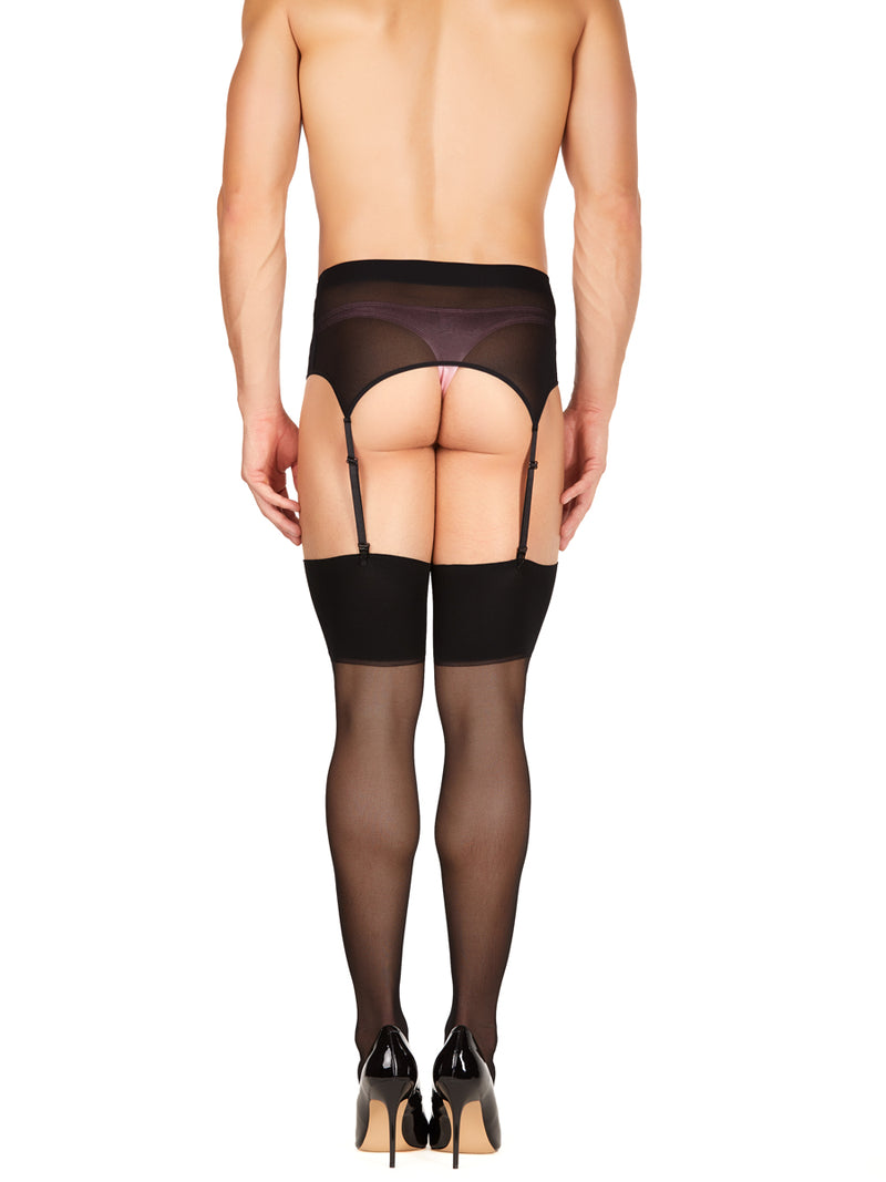 men's black garter belt