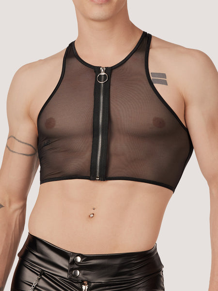 MESH-ZIP CROP TOP