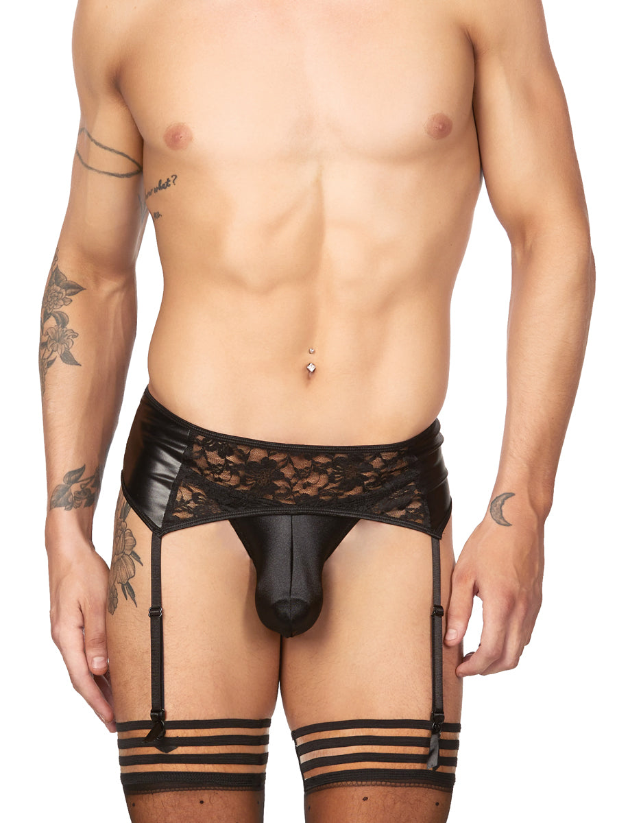 Men's Black Lace Garter Belt