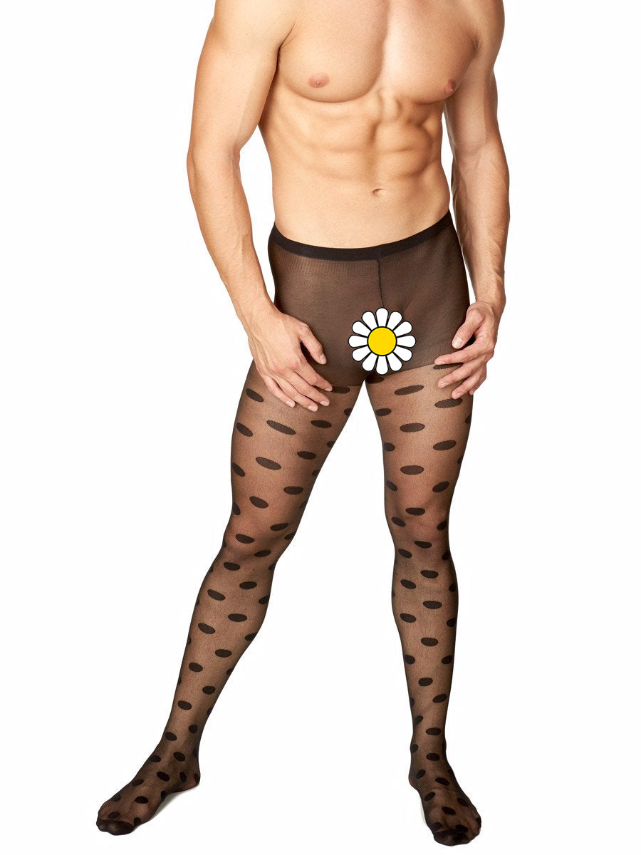 Men's black polka dot pantyhose