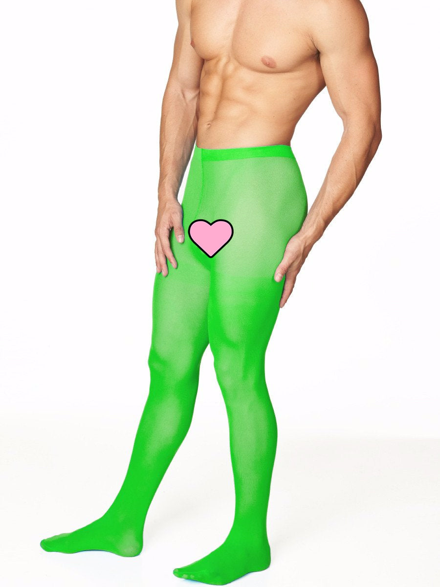 Men's green opaque pantyhose tights