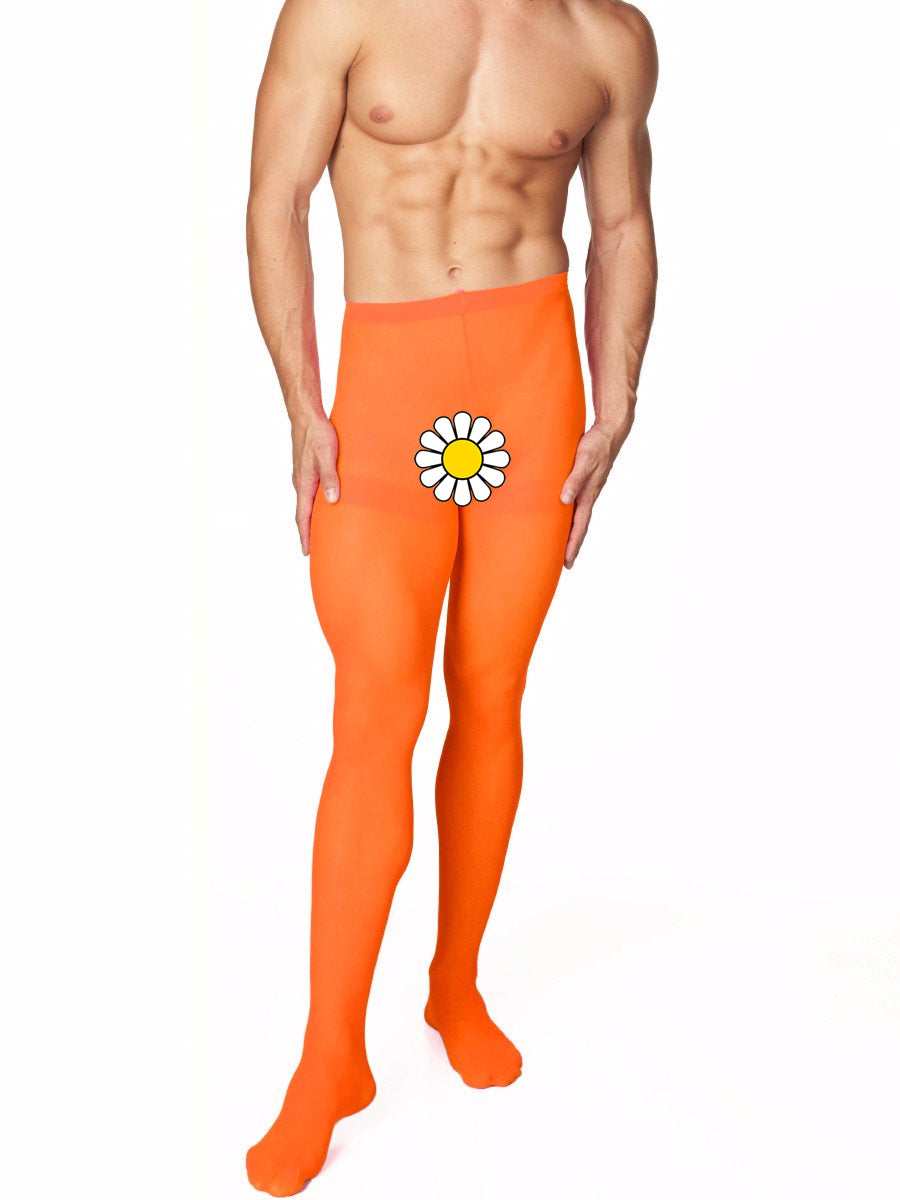 Men's orange opaque pantyhose tights