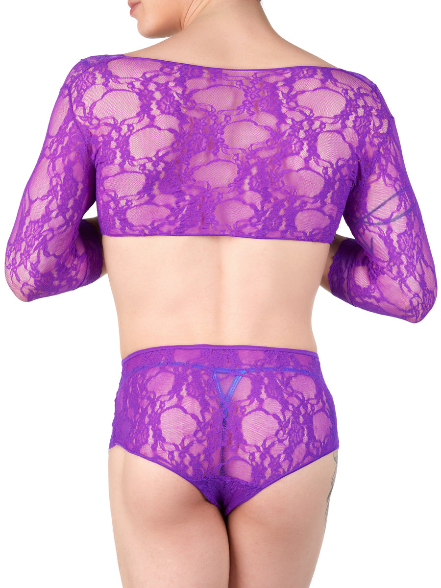 Men's purple lace bodysuit