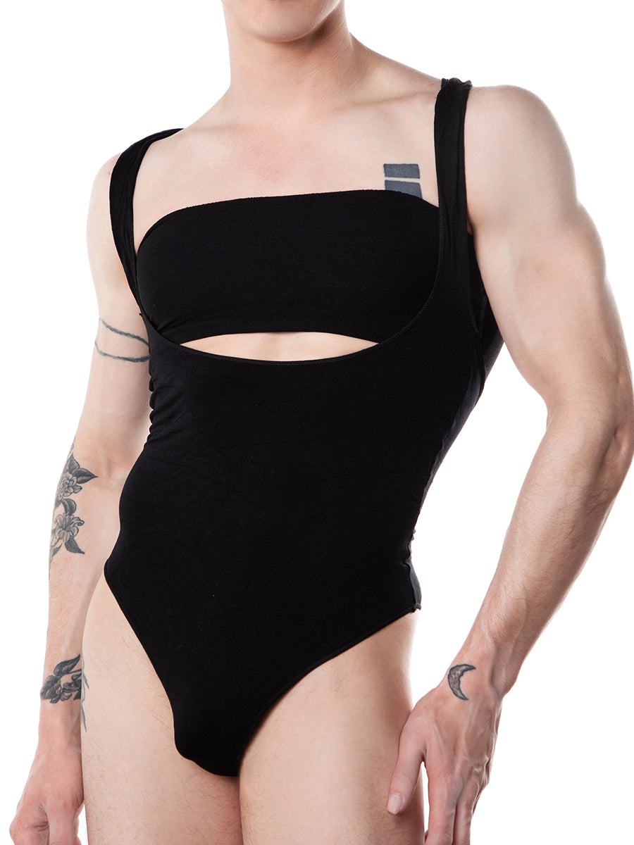 men's black two-piece bodysuit with bra - XDress