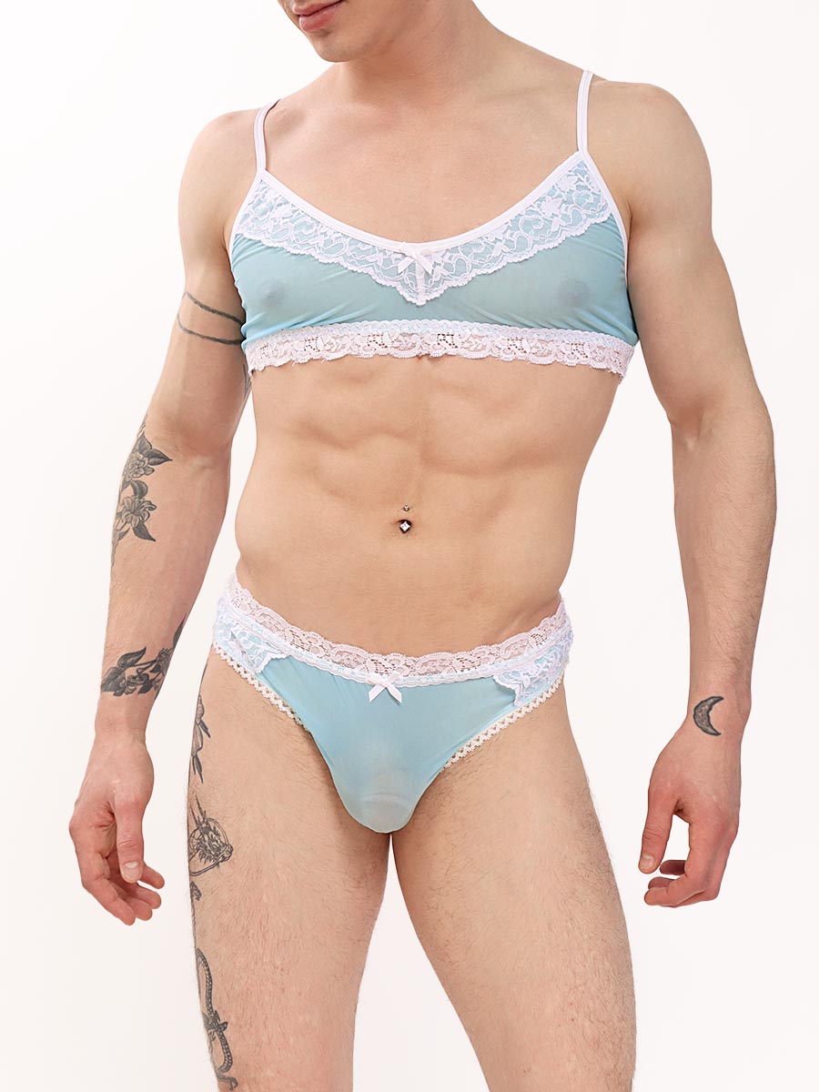 men's blue lace bra - XDress