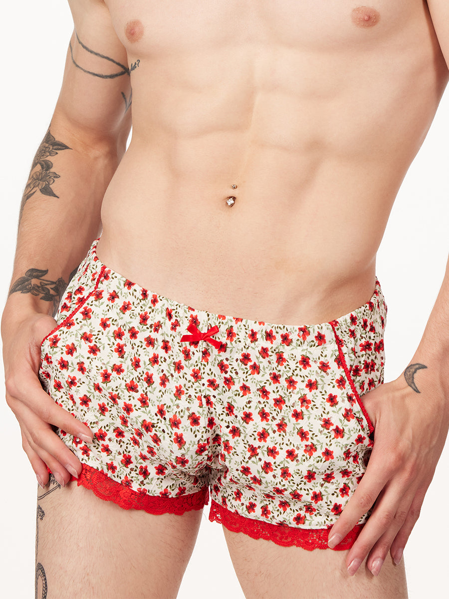 Men's white floral shorts - XDress