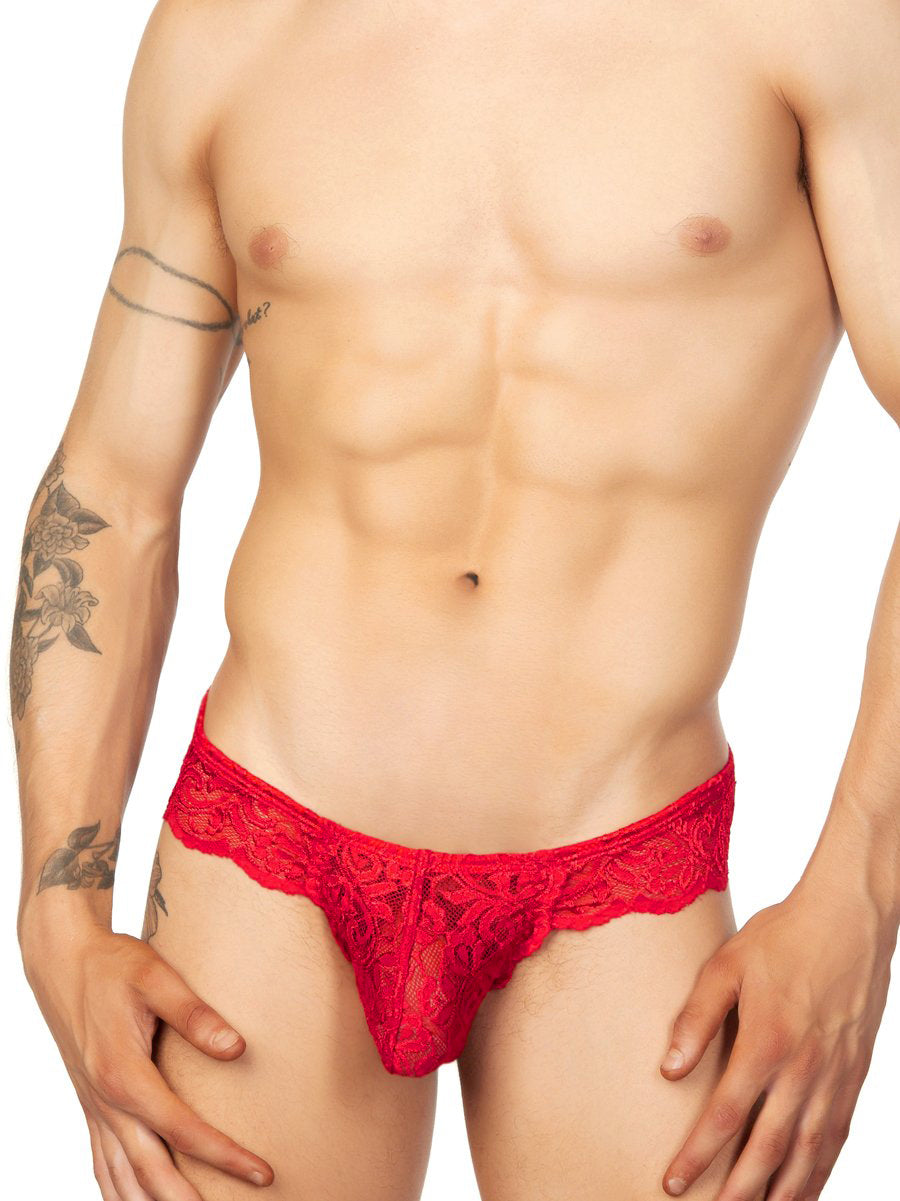 Men's red lace panty