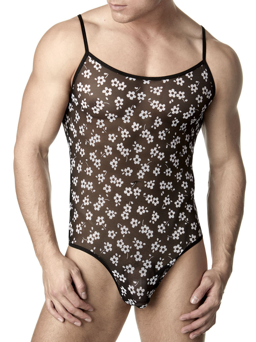 Men's mesh floral bodysuit
