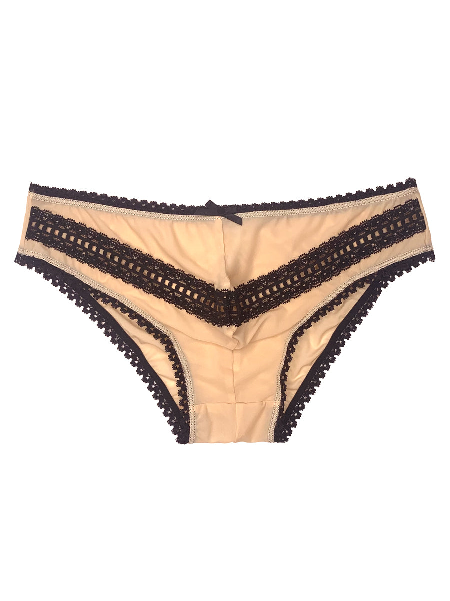 Men's nude mesh and lace panty