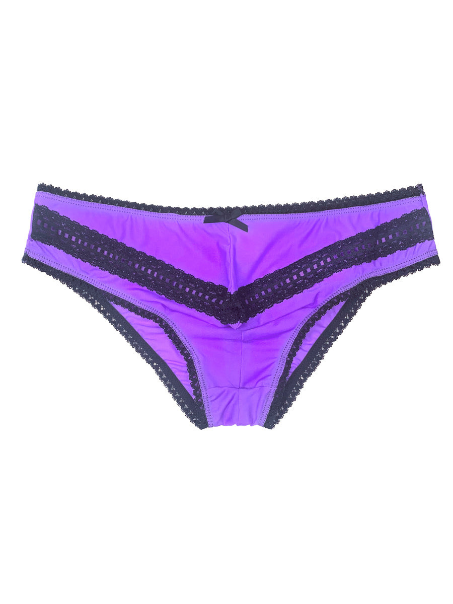 Men's purple mesh and lace panty