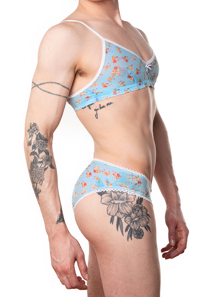 men's blue floral mesh bra - XDress