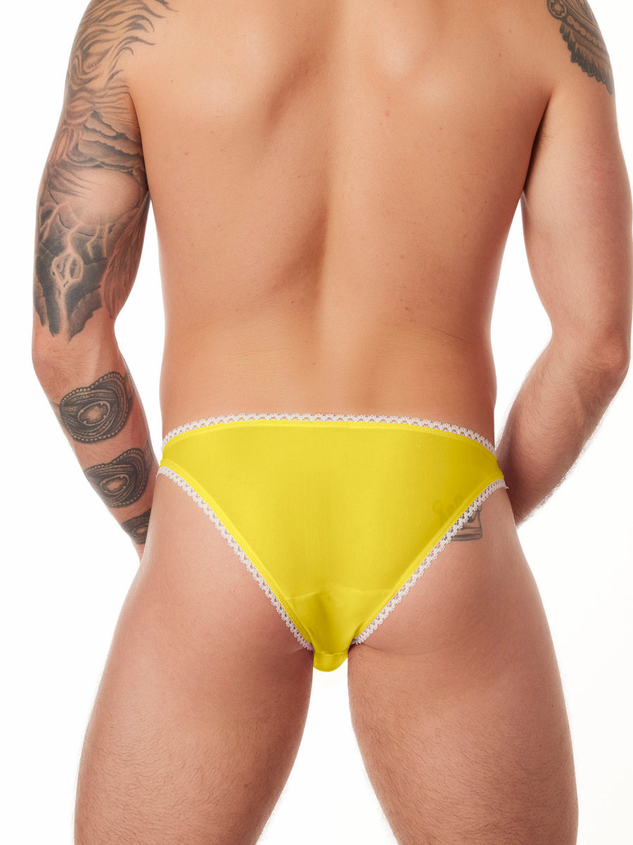 men's yellow sheer picot panties - XDress