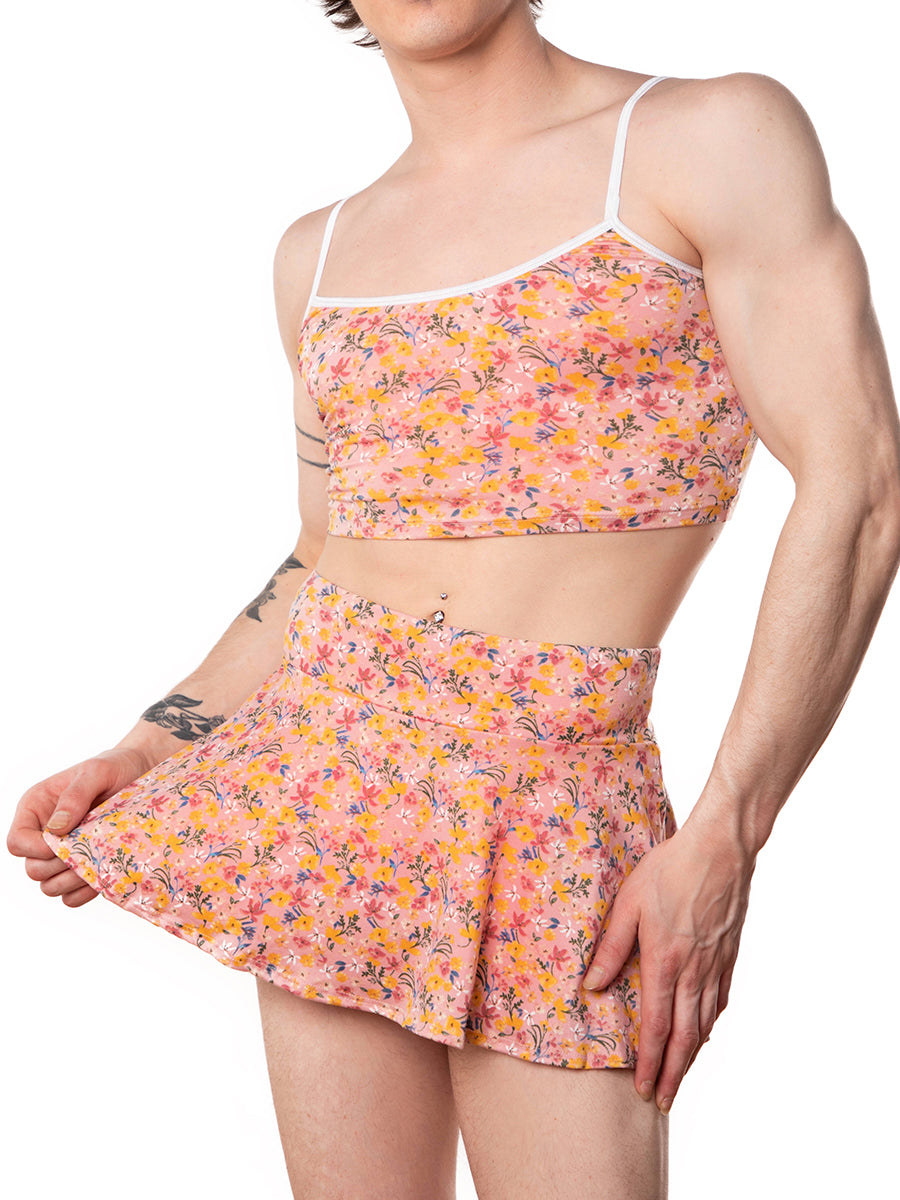 Men's pink floral crop top - XDress