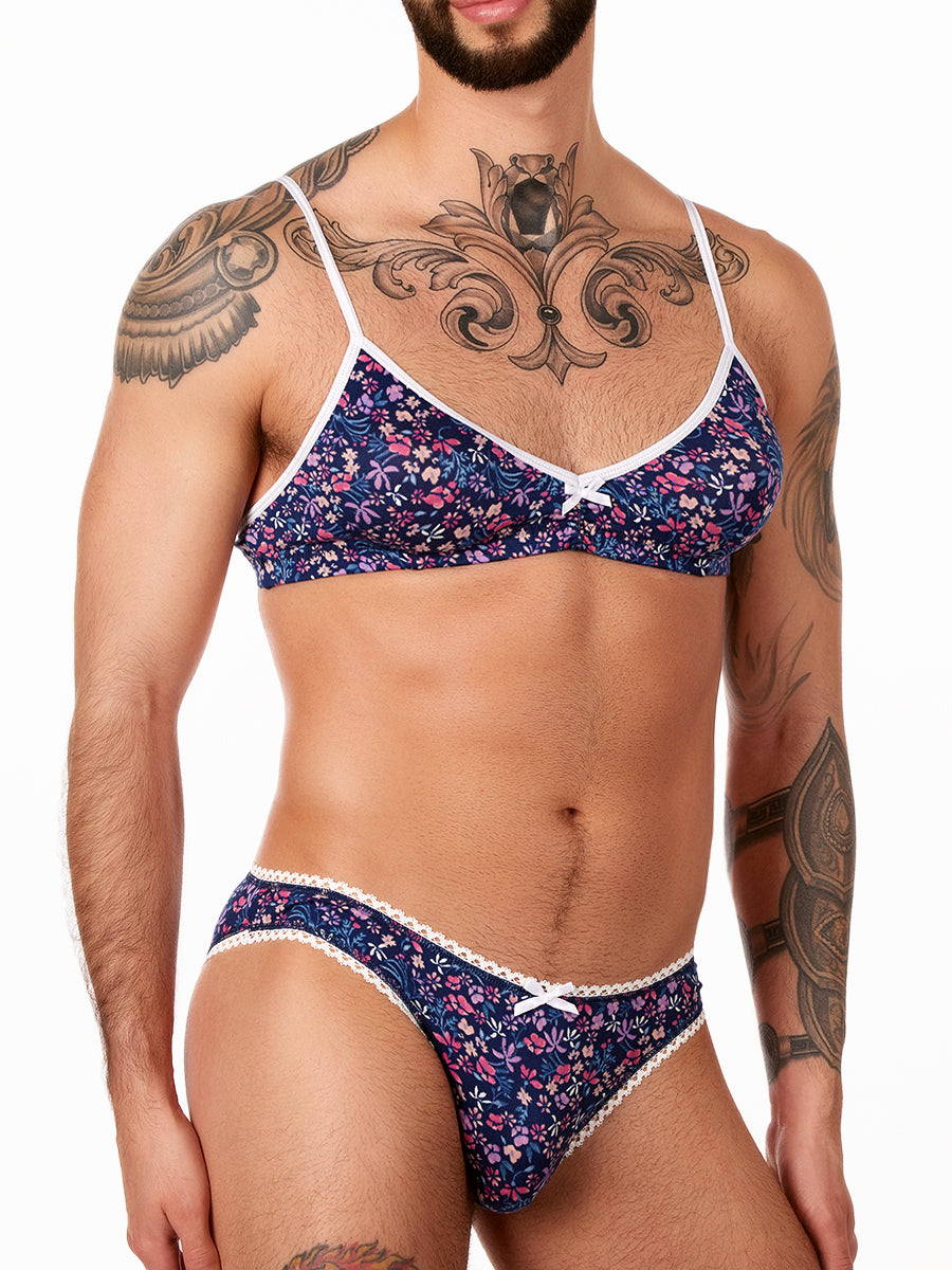 men's navy blue floral bra