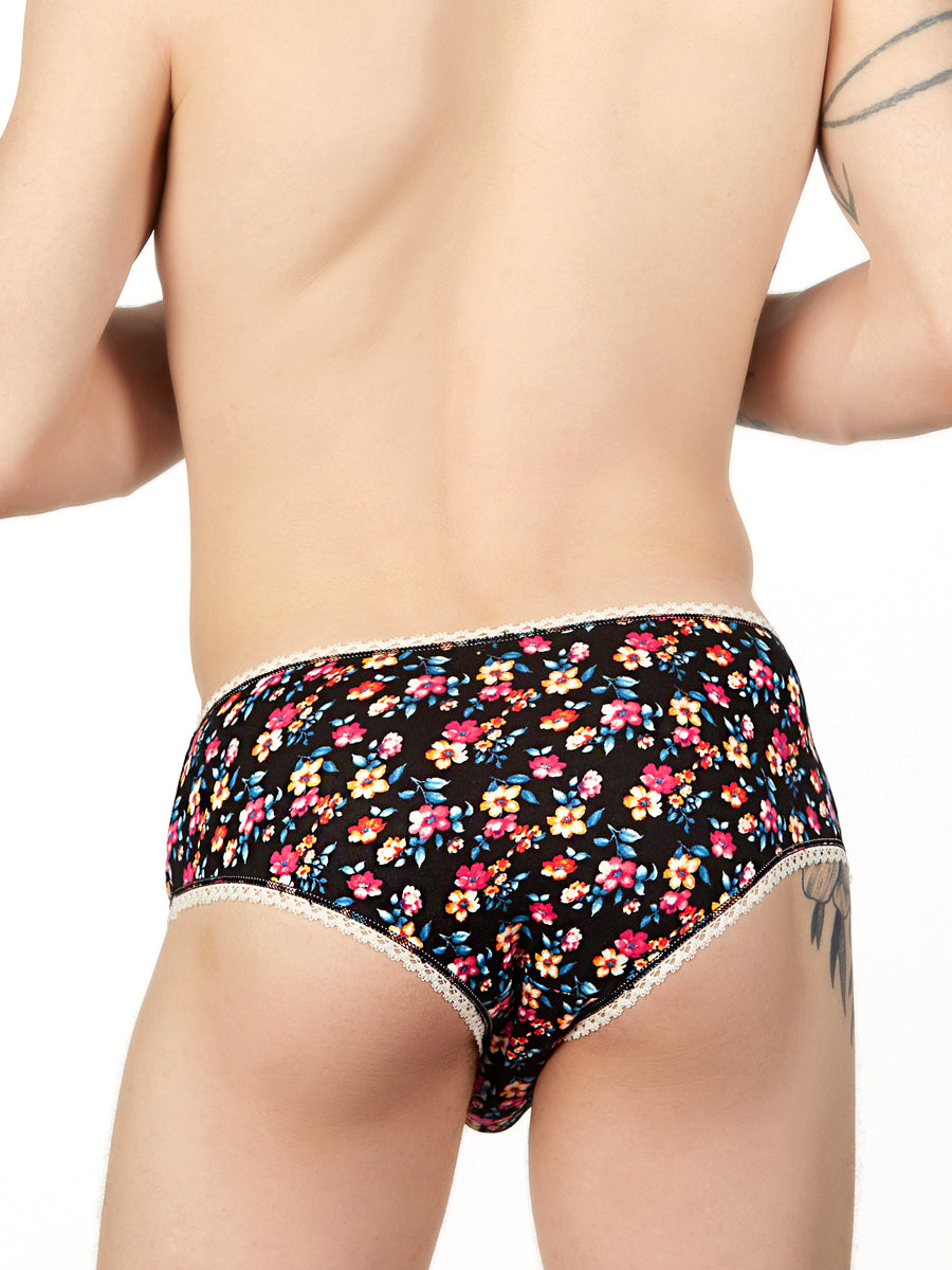 Men's black floral panty