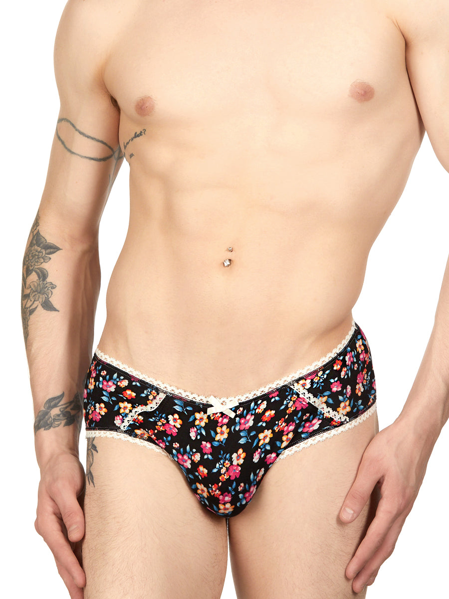 Men's black floral panty