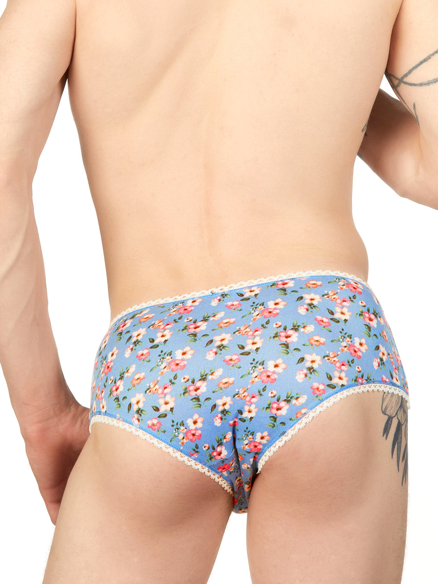 Flat front blue floral panties