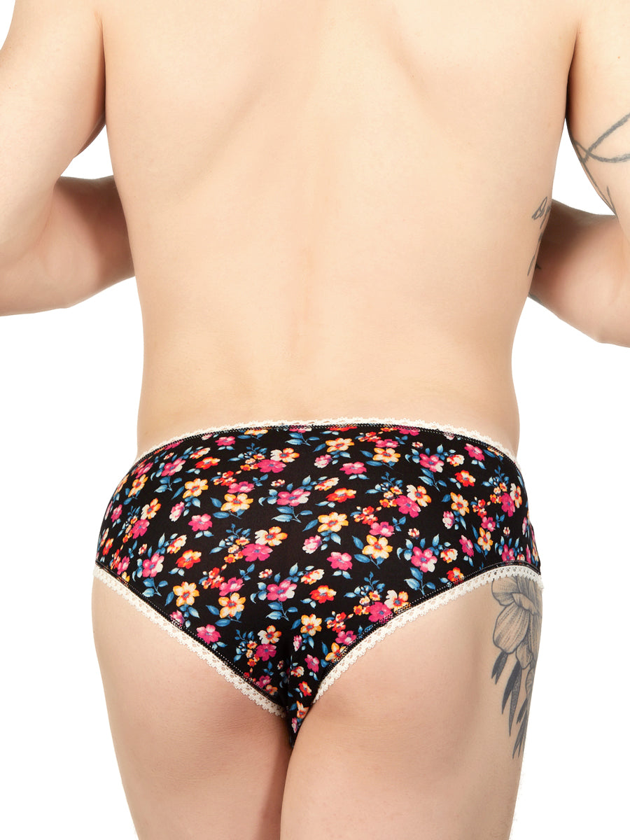 Men's black floral panty