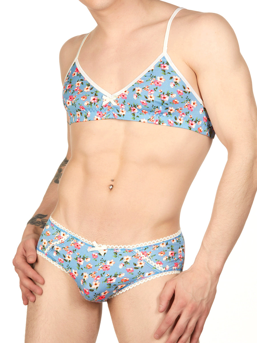 Men's blue floral bra