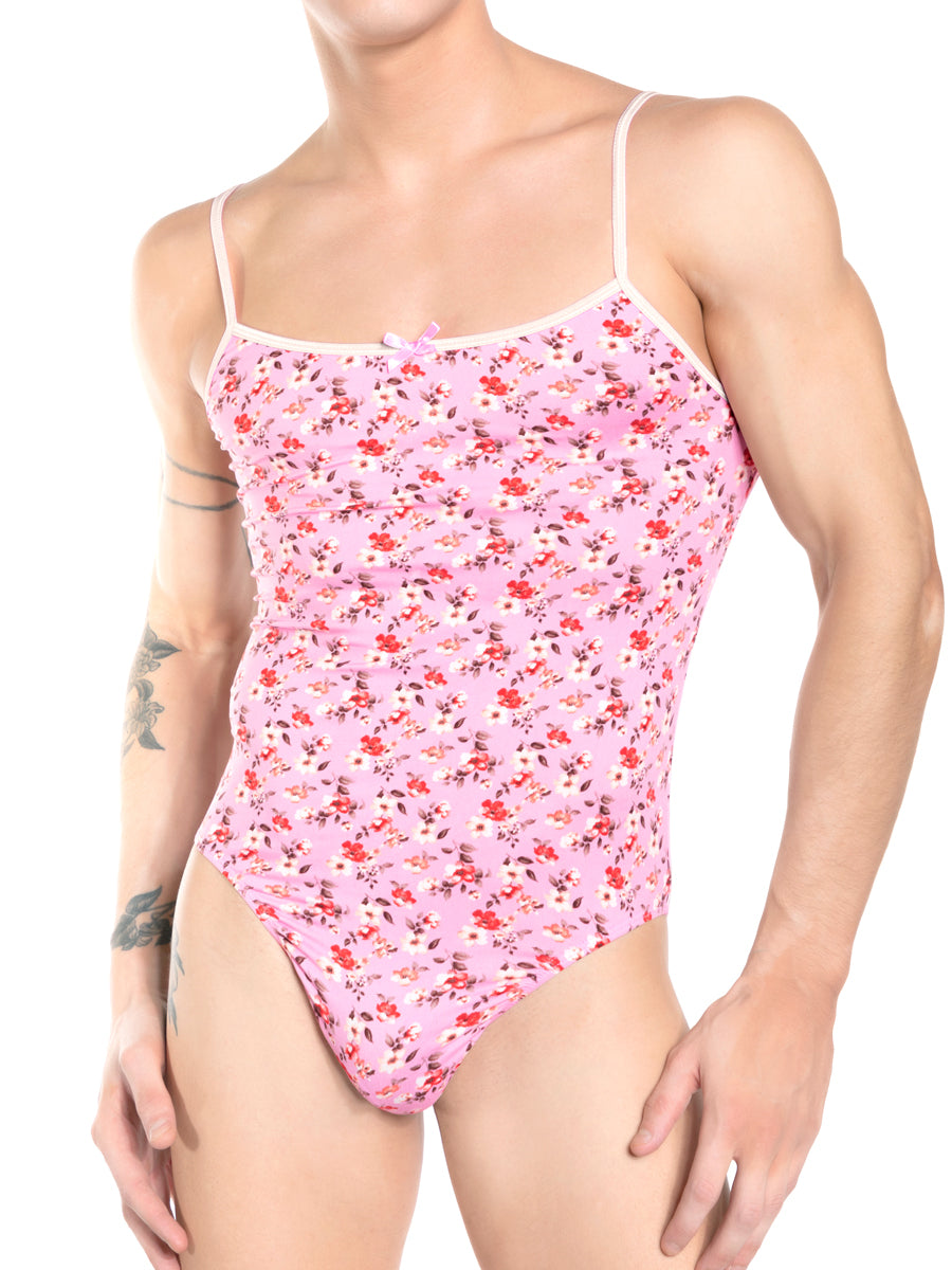 Men's pink floral bodysuit