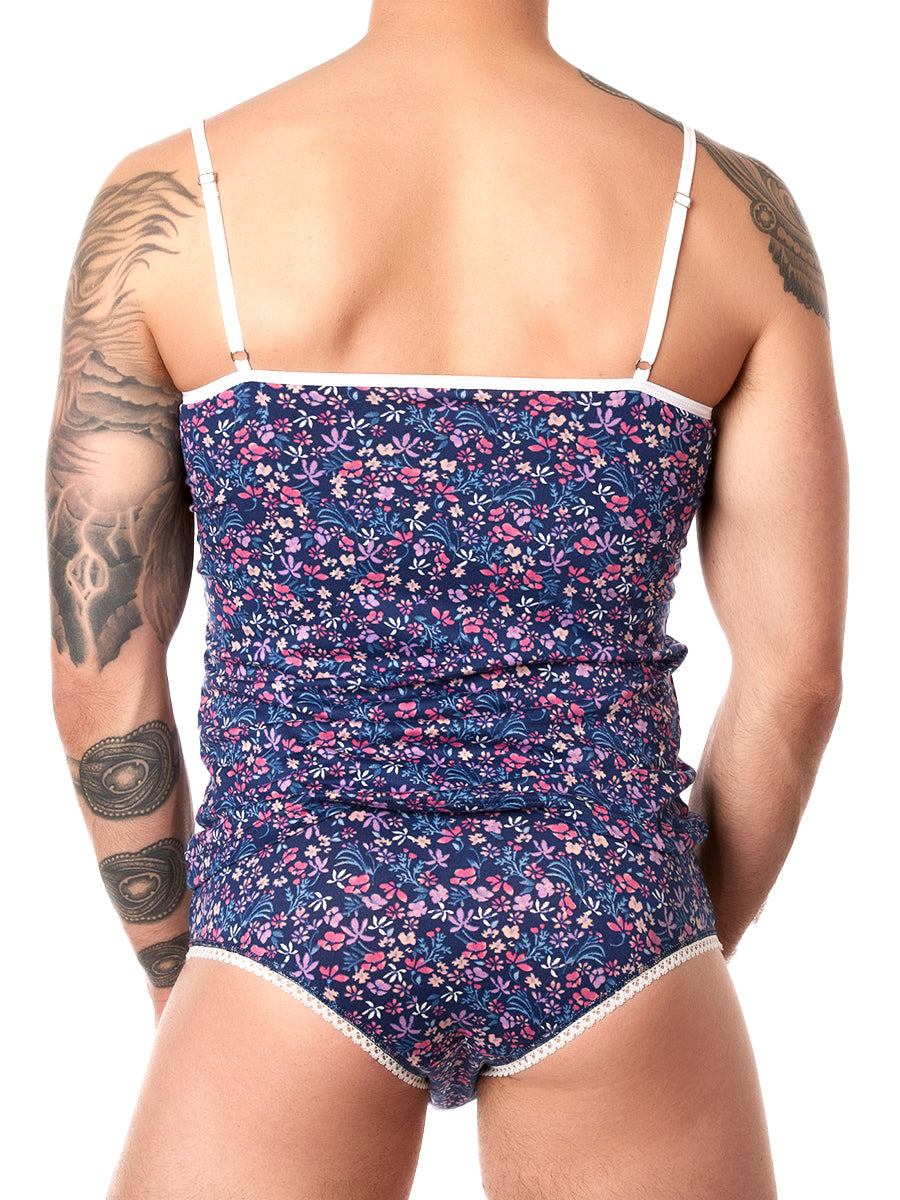 Men's navy floral print camisole