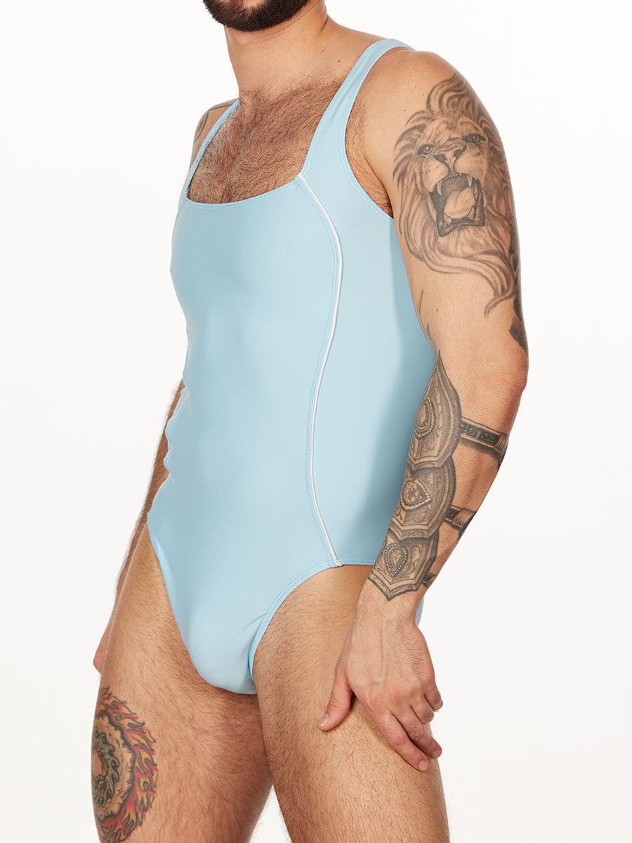 men's blue one piece swimsuit - XDress
