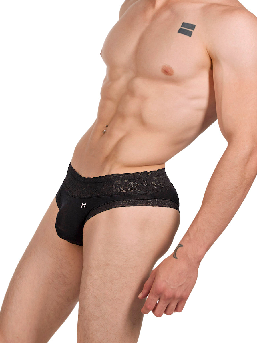 Men's Black Lace & Modal Panties- XDress