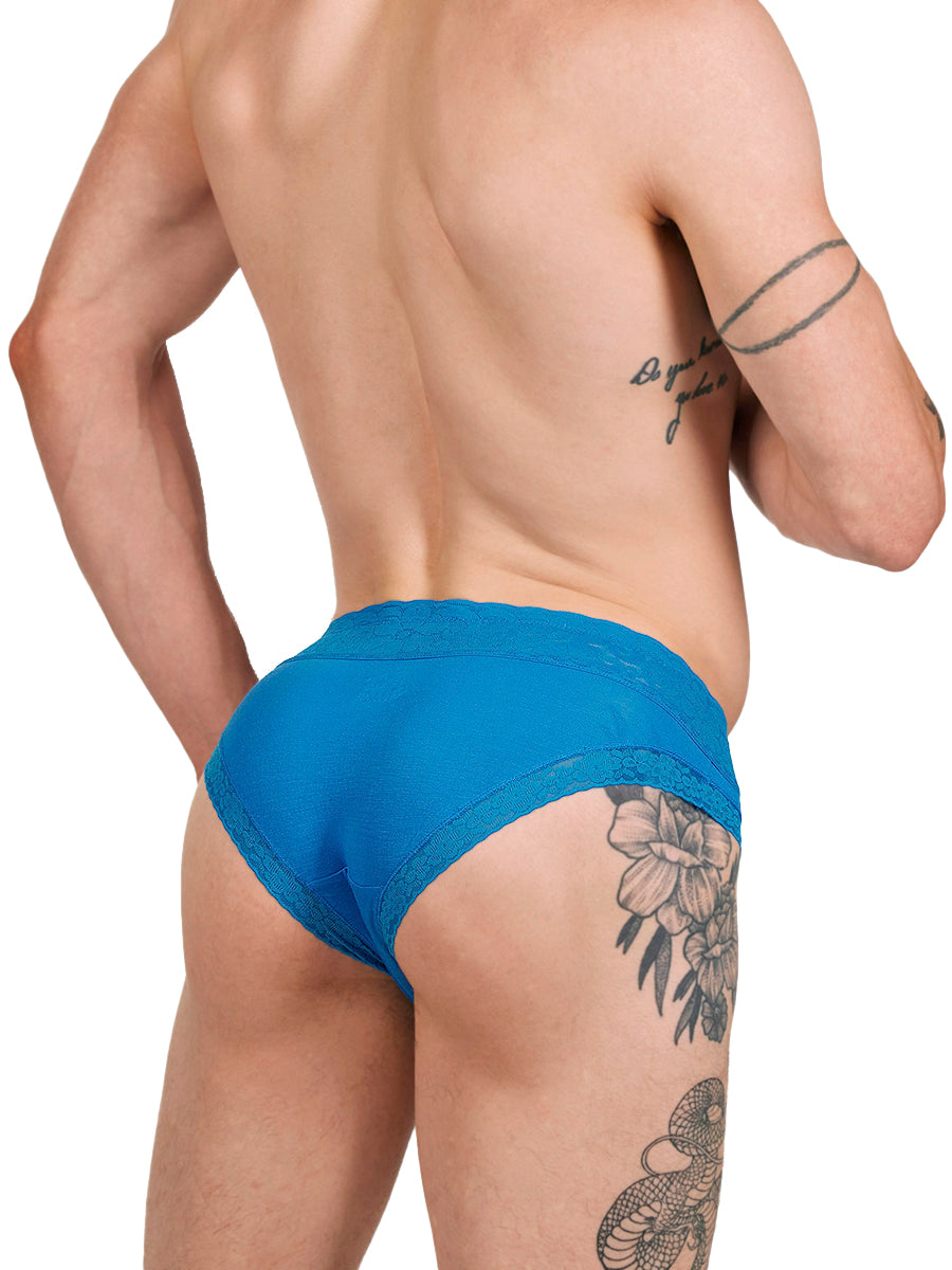 Men's Blue Lace & Modal Panties- XDress