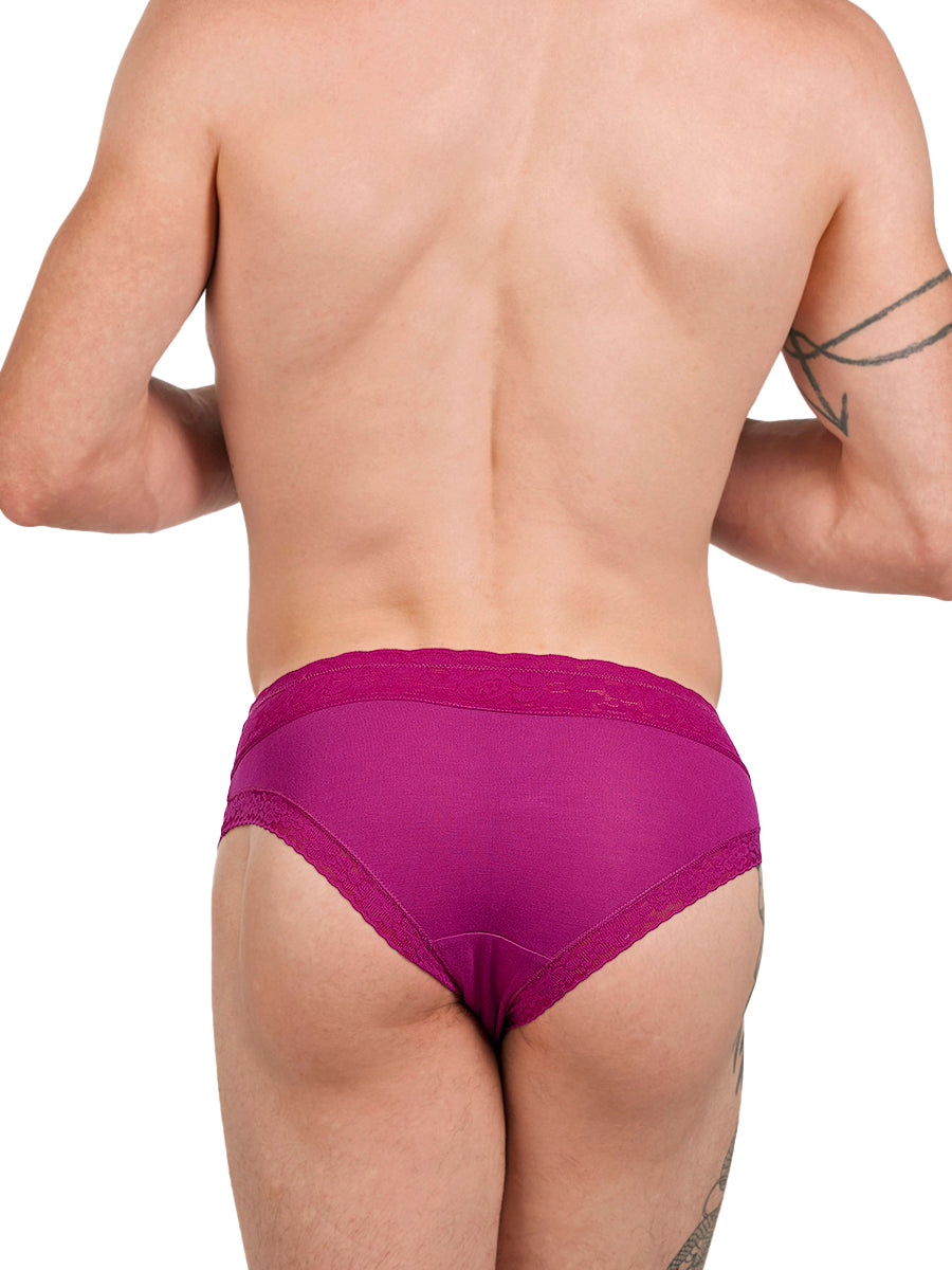 Men's Pink Lace & Modal Panties- XDress