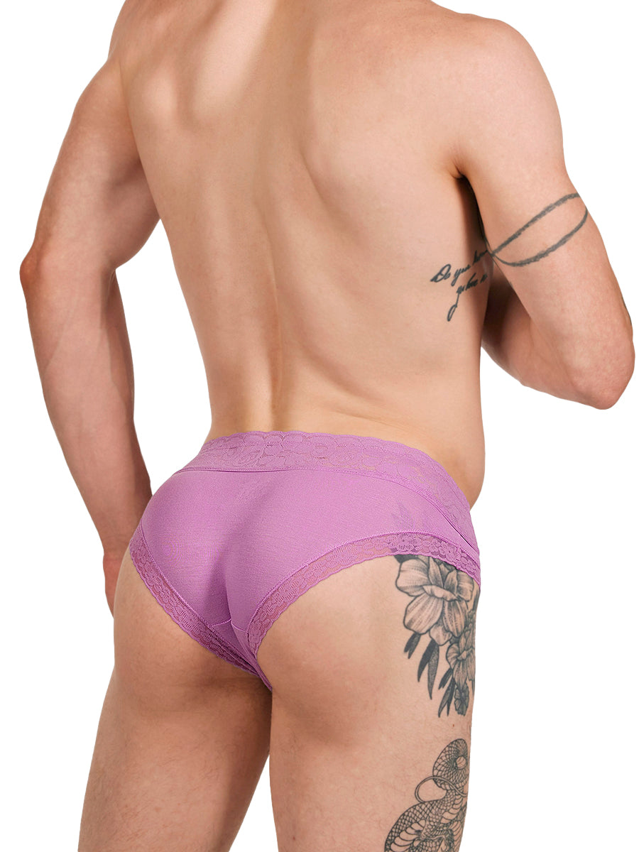 Men's Purple Lace & Modal Panties- XDress