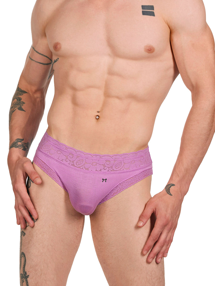 Men's Purple Lace & Modal Panties- XDress