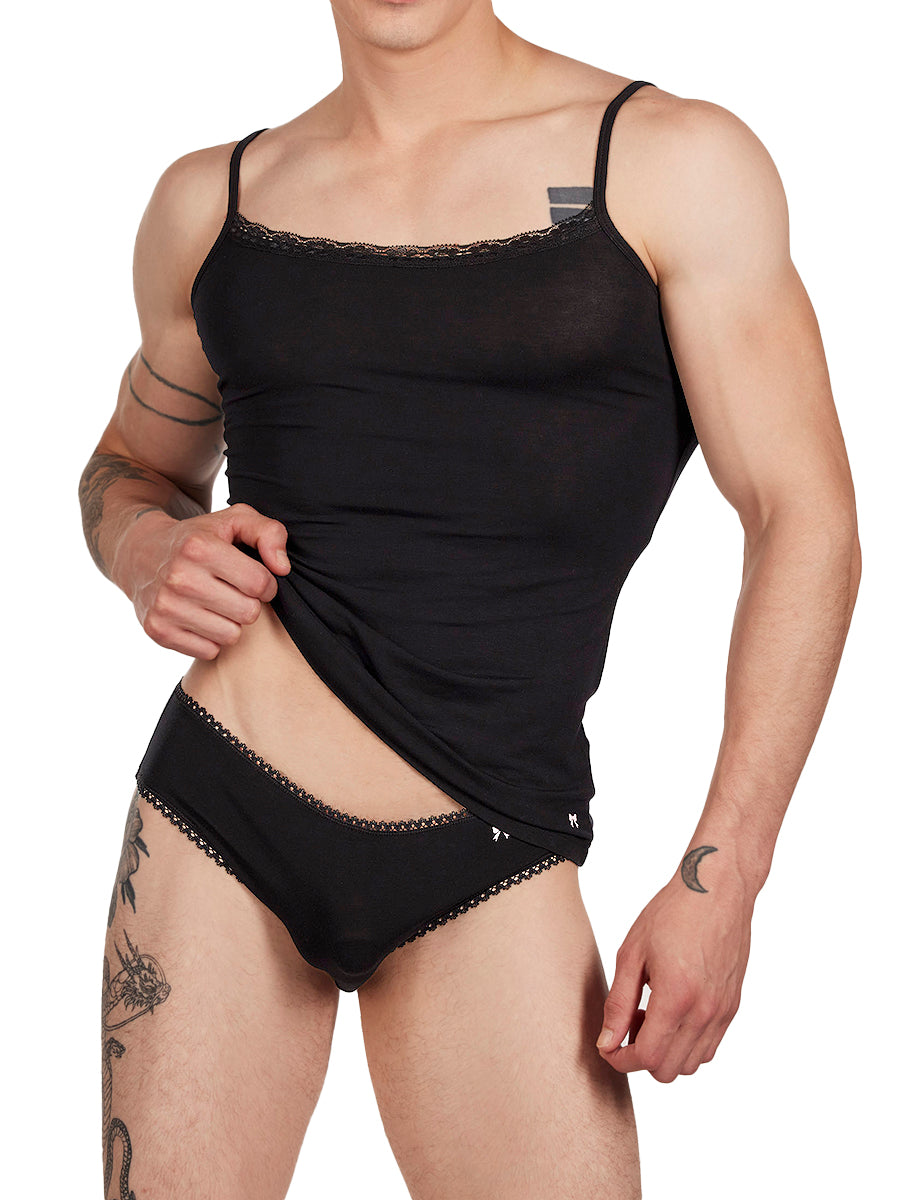 men's black modal and lace camisole - XDress