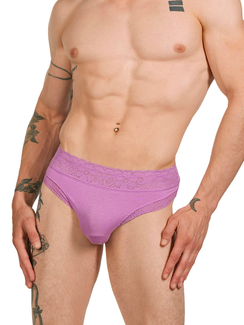 men's purple modal and lace thong - XDress