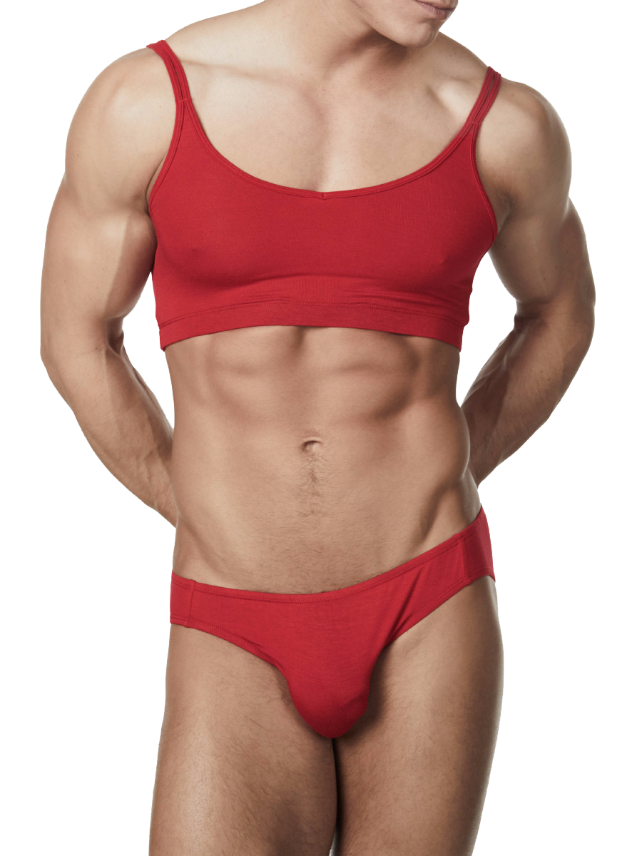Men's red soft rayon sissy crossdressing bra