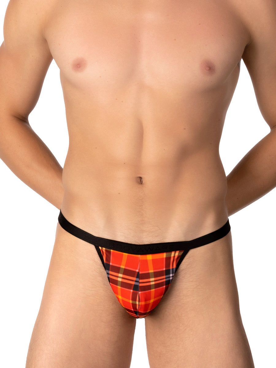 Men's red plaid thong