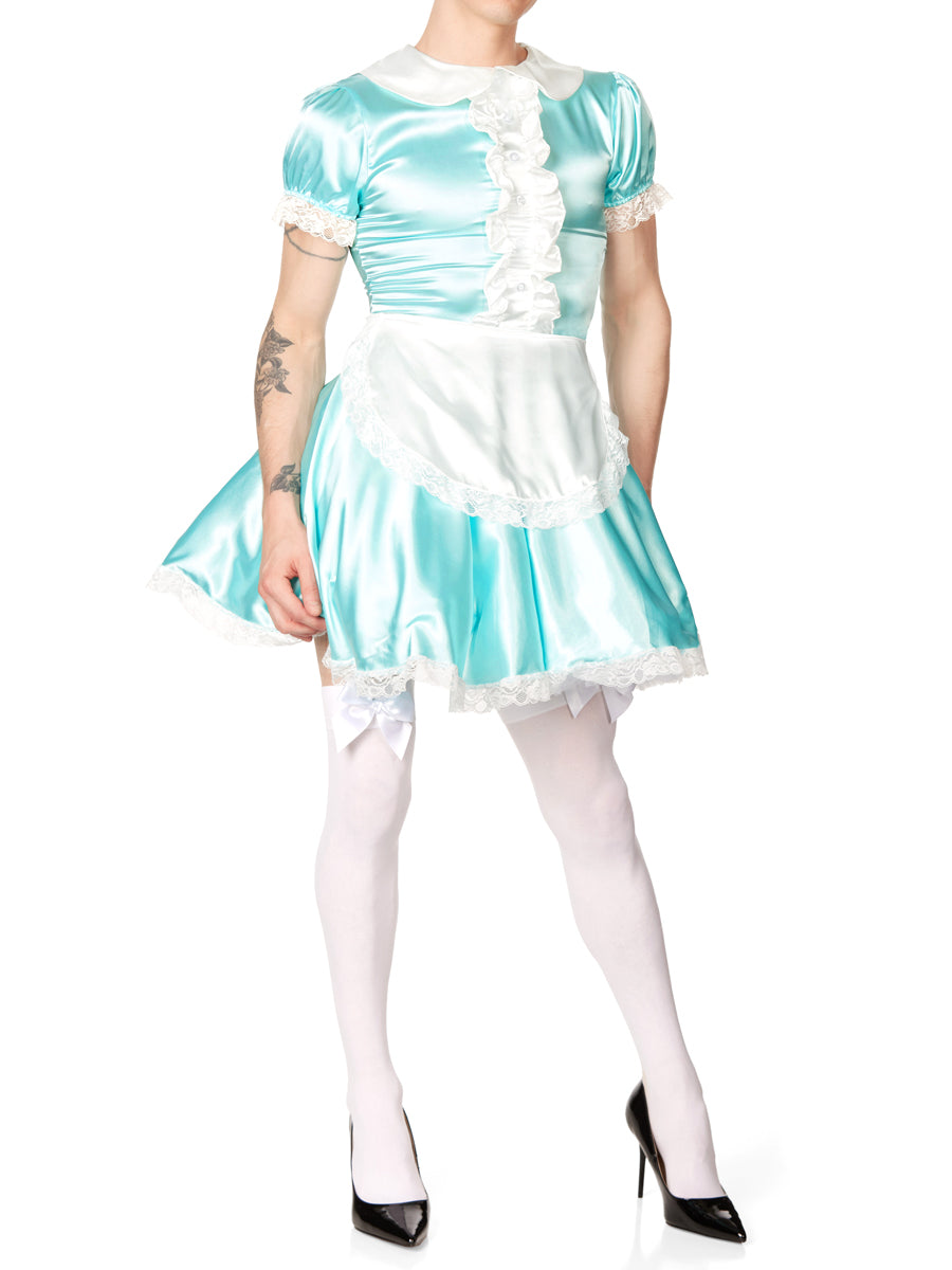 Unisex Blue French Maid Dress Satin Cosplay Dresses For Men XDress UK unisex-blue-french-maid-dress-satin-cosplay-dresses-for-men-xdress-uk