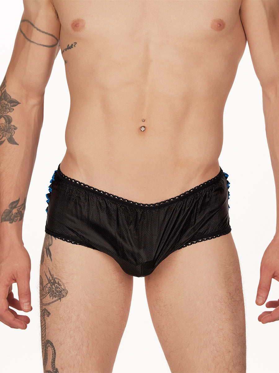 men's black nylon ruffle panties - XDress