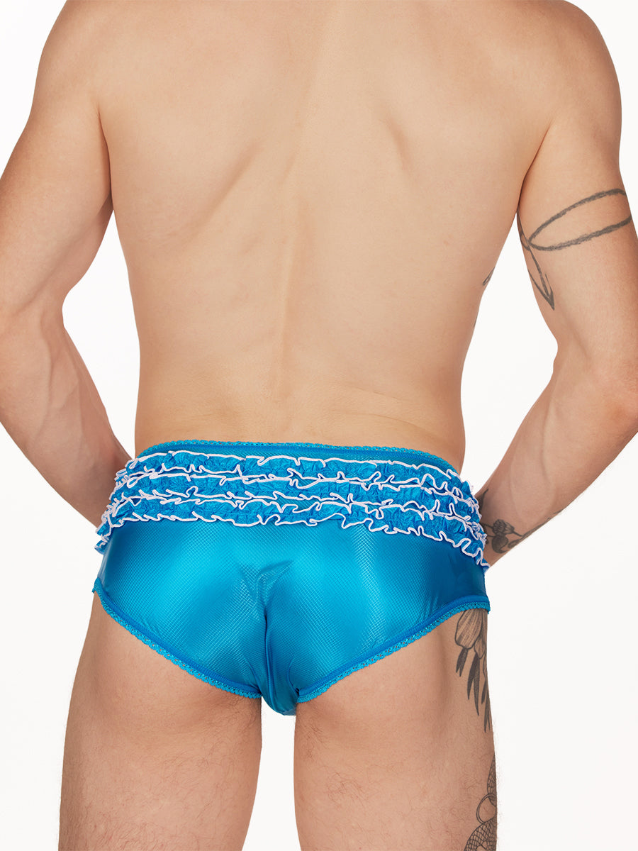 men's blue nylon ruffle panties - XDress