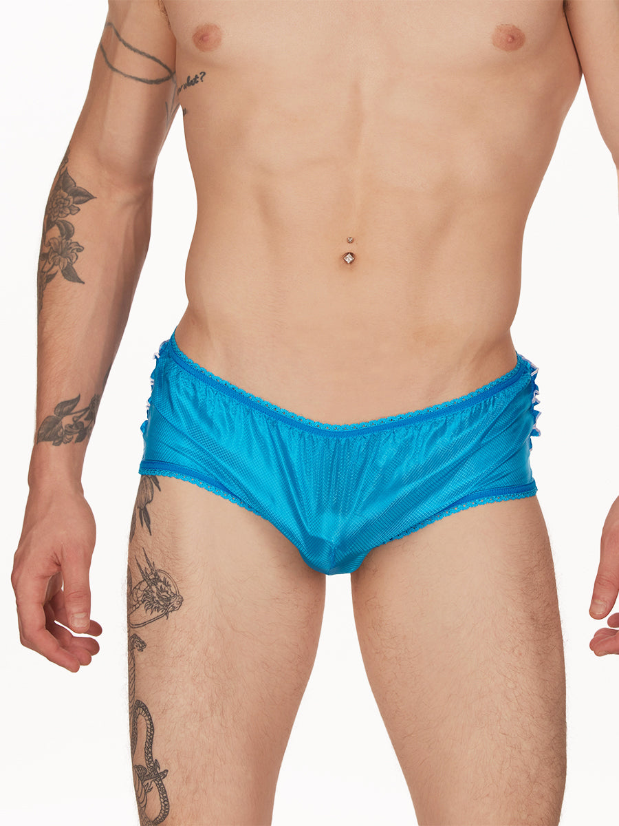 men's blue nylon ruffle panties - XDress