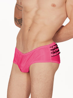 men's pink nylon ruffle panties - XDress