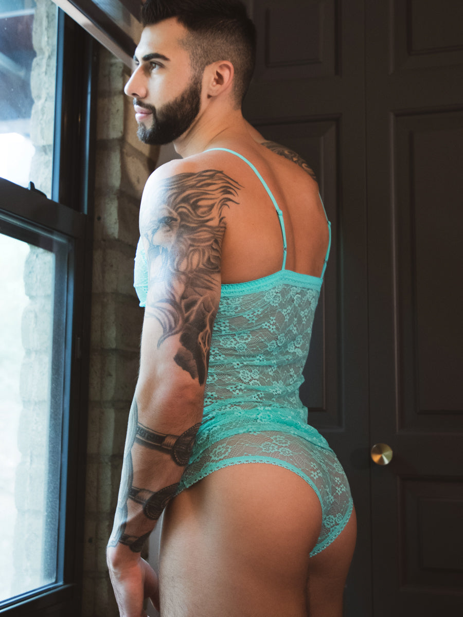 Flat Front Blue Lace Cheeky Panty