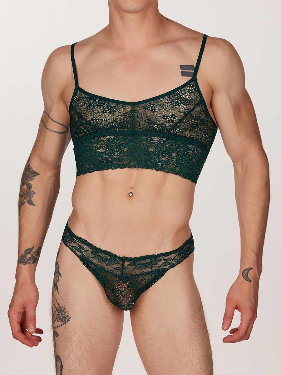 men's green lace bralette - XDress