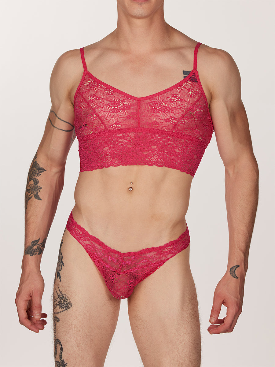 men's pink lace bralette - XDress