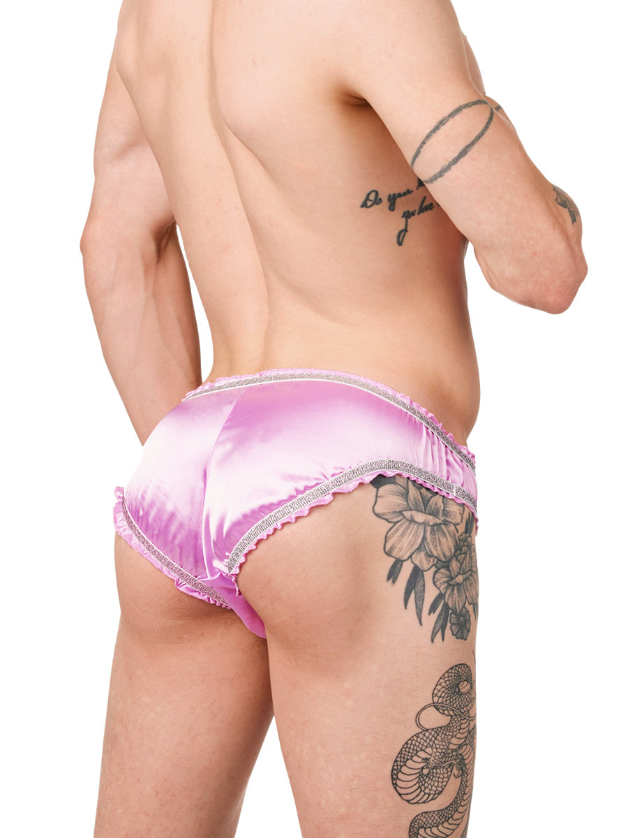 men's pink satin ruffle panties - XDress