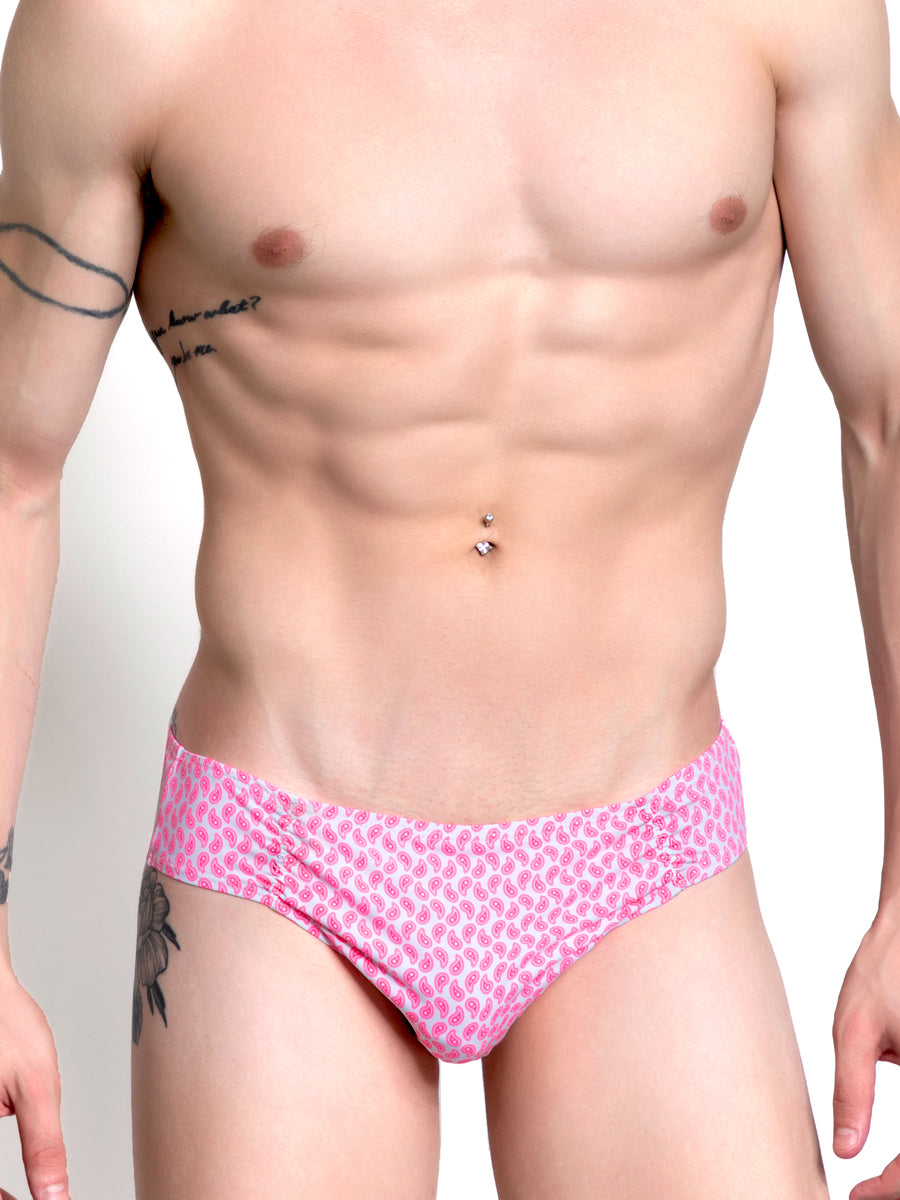 Men's pink swim bikini briefs