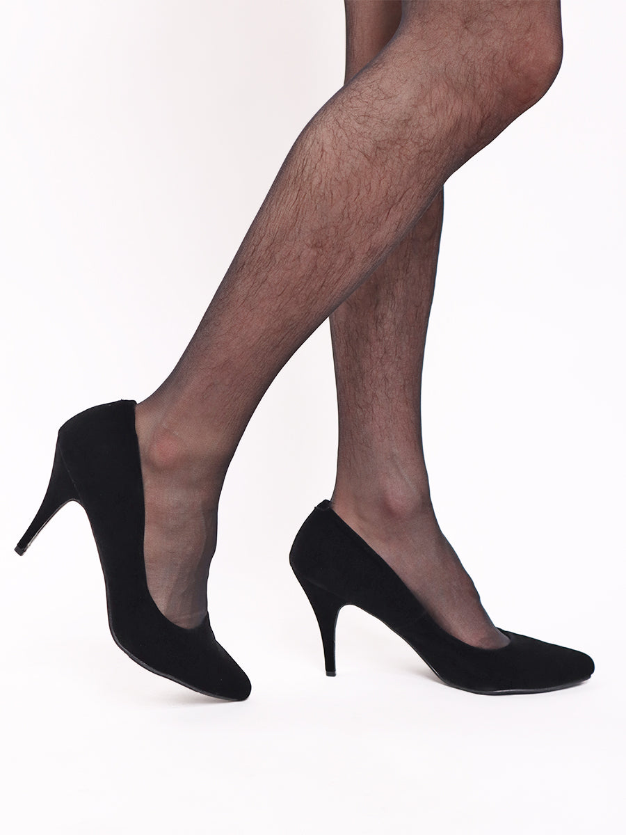 men's black velvet high heels - XDress