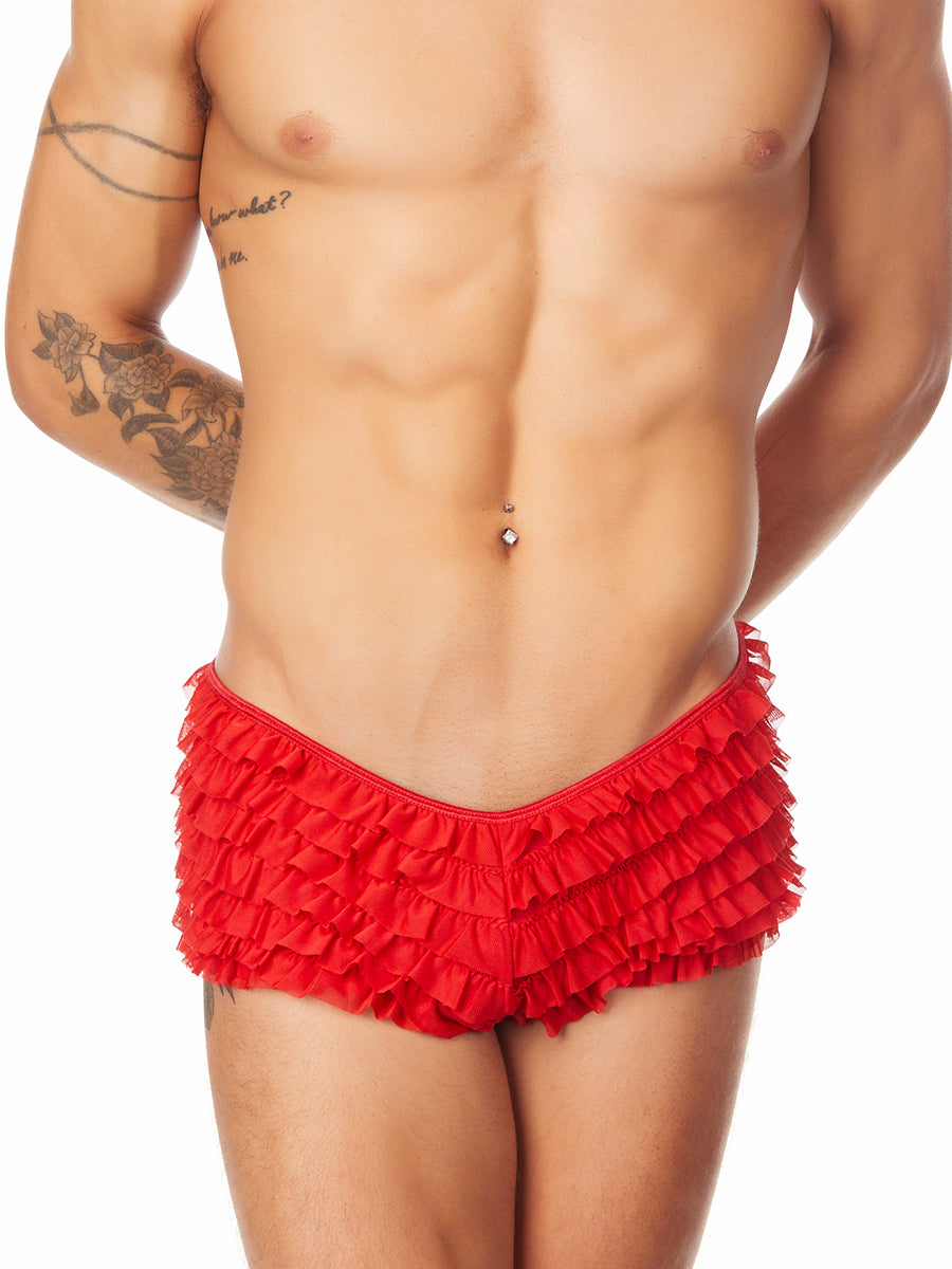 Men's red ruffled panties