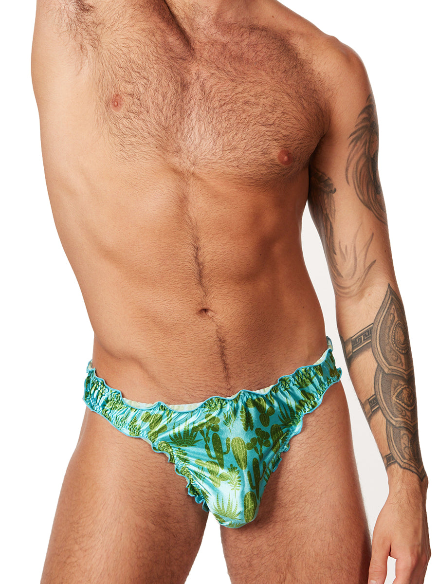 men's cactus print satin thongs - XDress